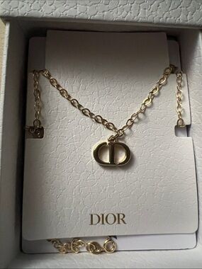Dior Gold CD Initial Pendant Necklace